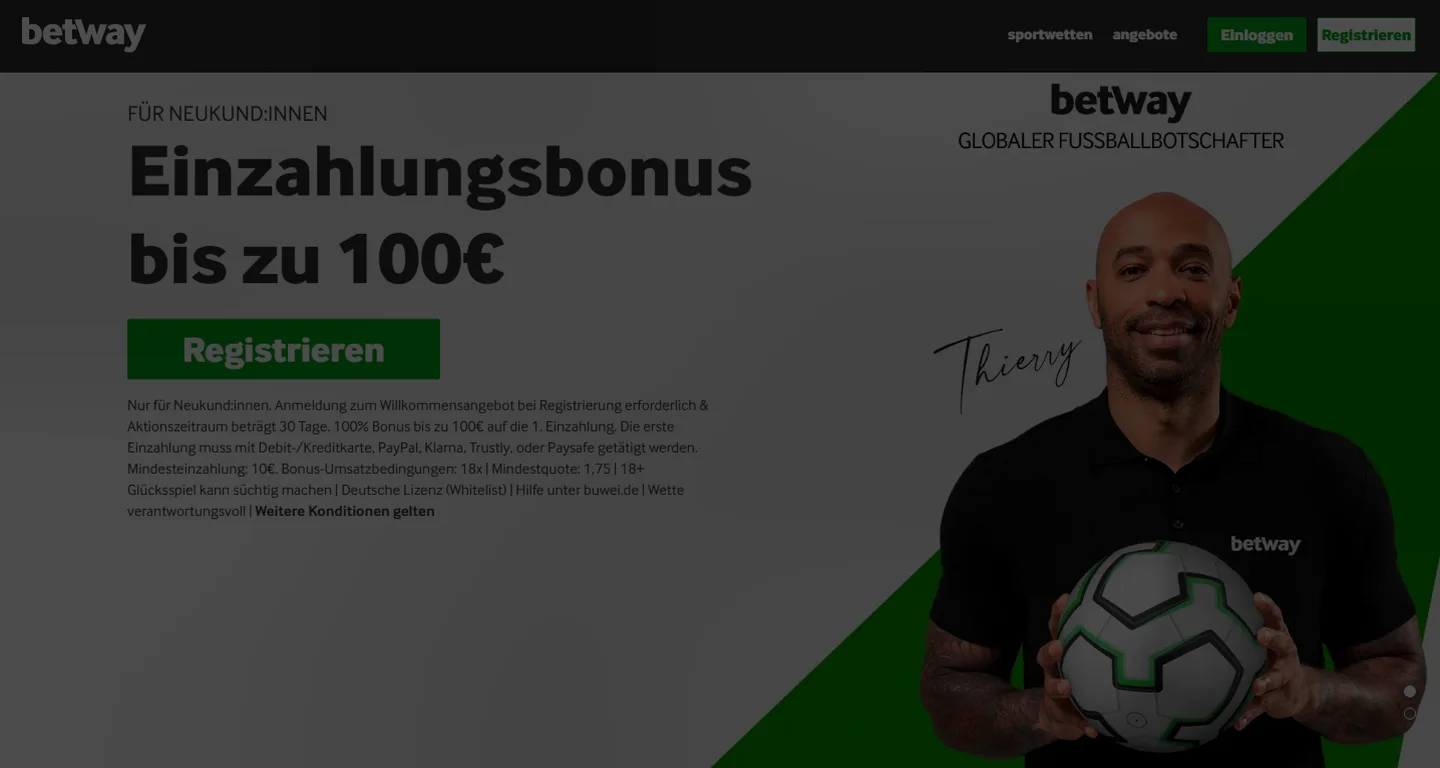 Betway — 100% bis zu 100 €